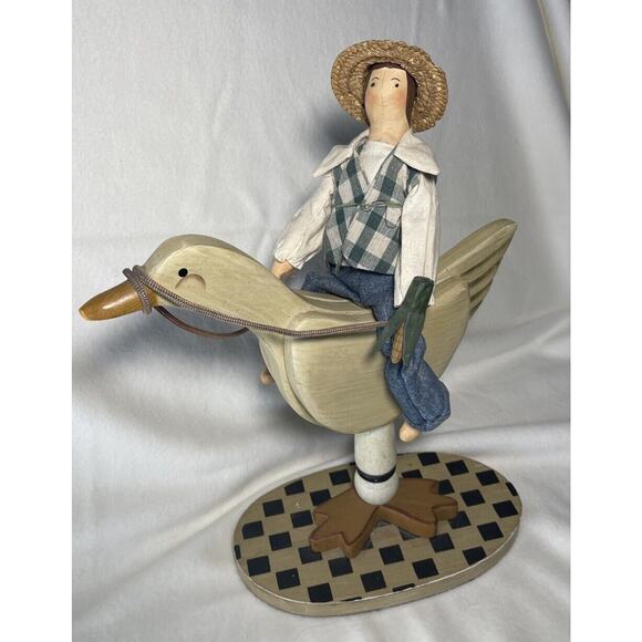 Unbranded Other - Man Riding Goose- Goose Primitive Folk Art